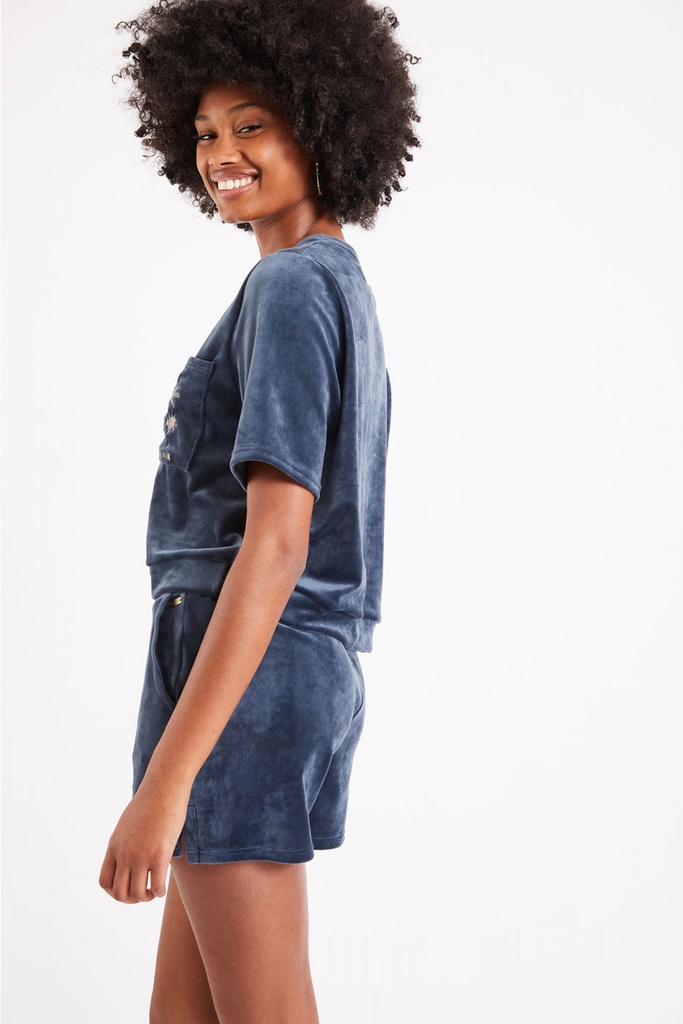 Homewear t-shirt & short en velours BANANA MOON "Sealake" Chloé & Scotty - Bleu HKC84