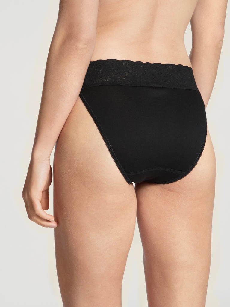 Tanga doux 100% coton & dentelle CALIDA "Lycraspitze" 21904 - Noir 992