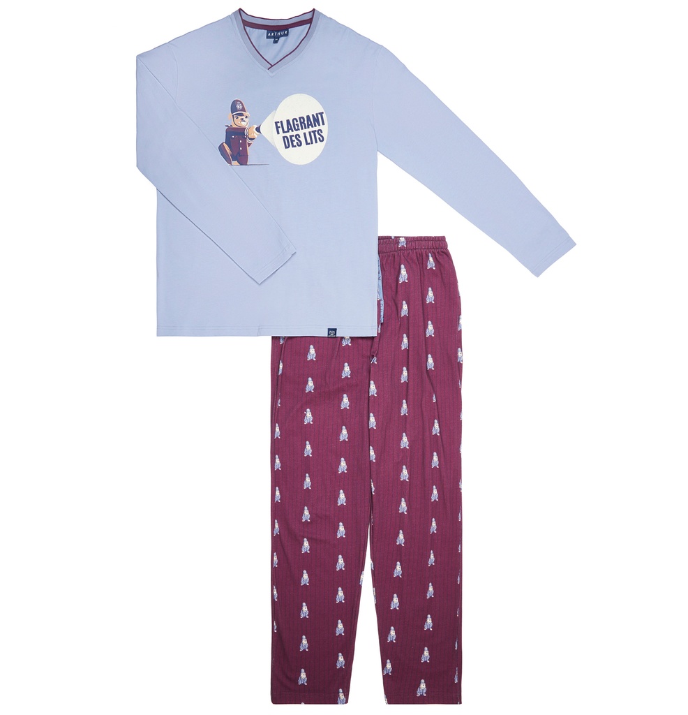 Pyjama long coton bio ARTHUR "Boby" ULY - Bordeaux GARDH22