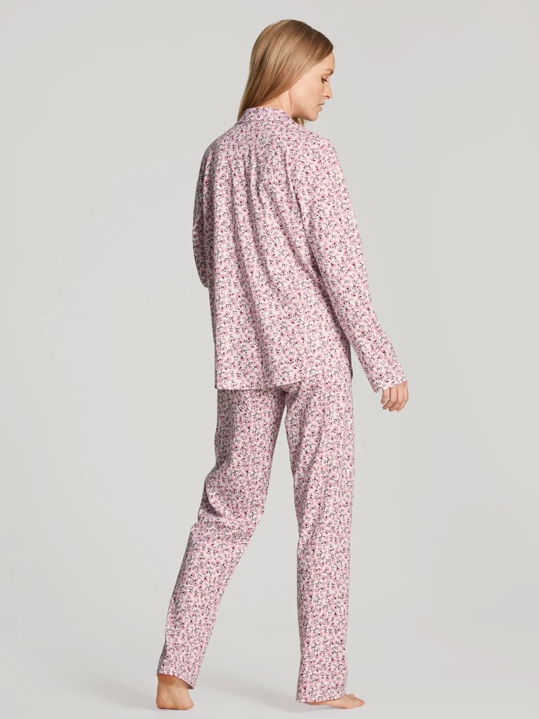 Pyjama long dame boutonné 100% coton durable CALIDA "Lovely Nights" 47356 - Cashmere Rose 214