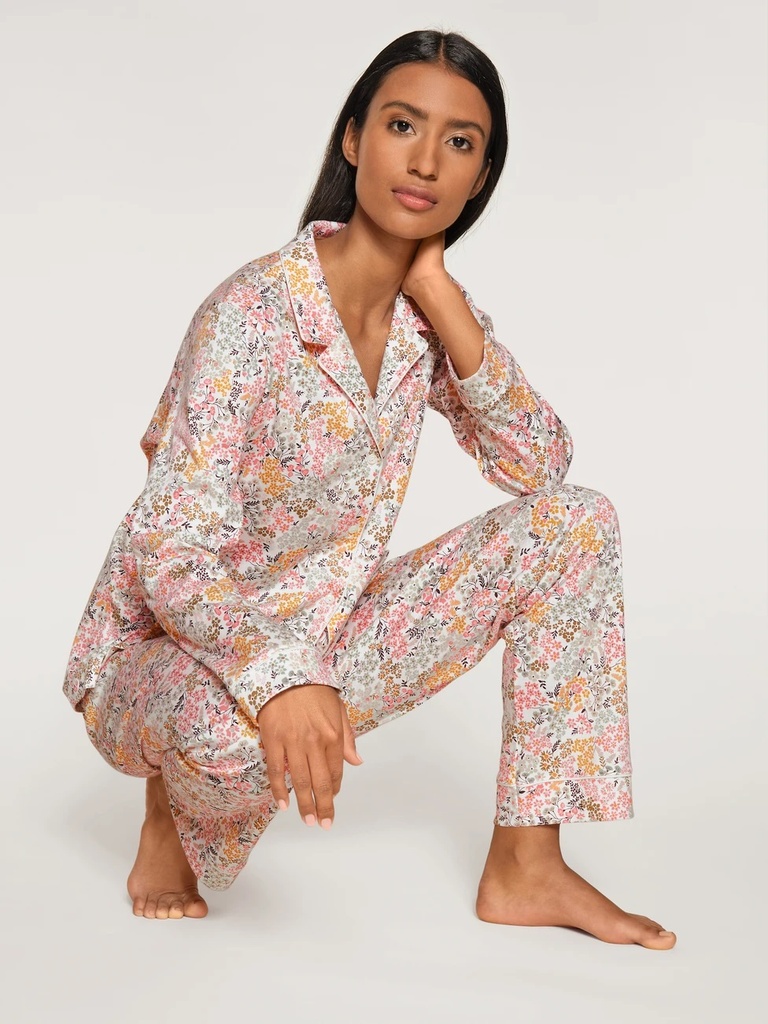 Pyjama long dame 100% coton CALIDA "Night Lovers" 43629 - Honeycomb 038