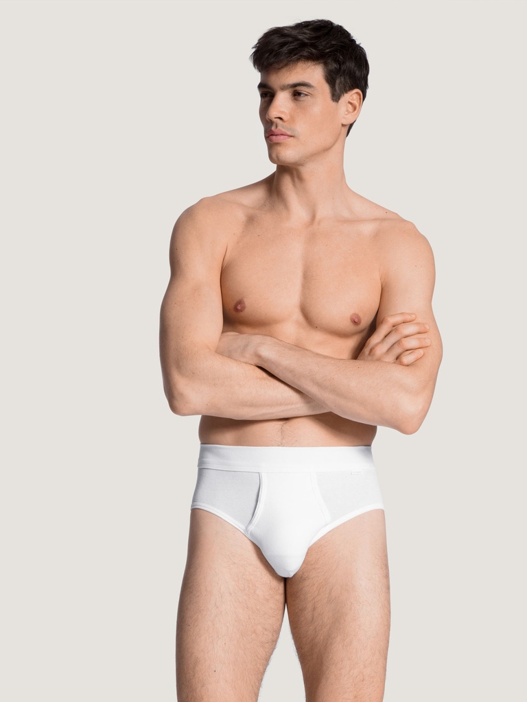 Slip homme avec ouverture 100% coton CALIDA "Cotton 1:1" 23112 - Blanc 001