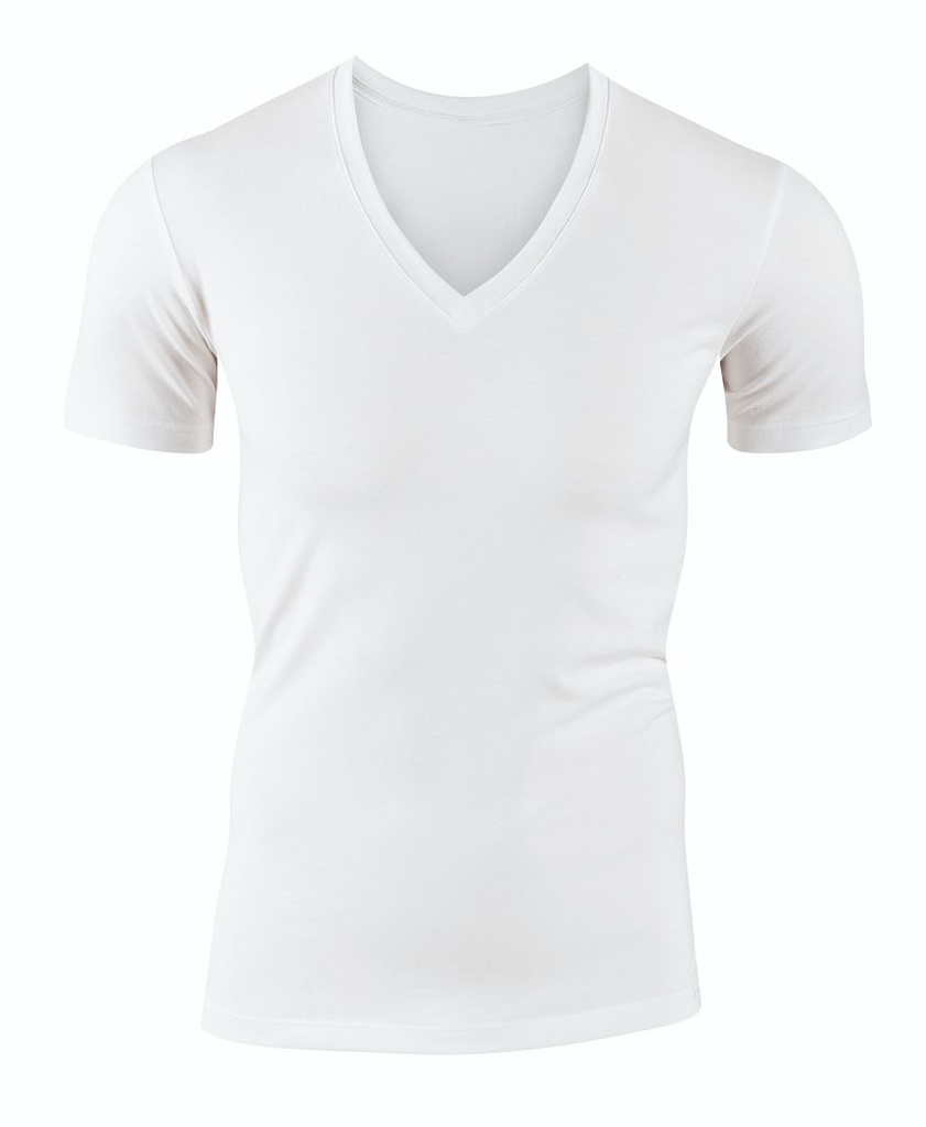 T-shirt homme courte manche col en V 95% Coton CALIDA "Evolution" 14317 - Blanc 001