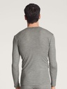 T-shirt homme longue manche laine & soie CALIDA "Wool & Silk" 15060 - Platin melé 856