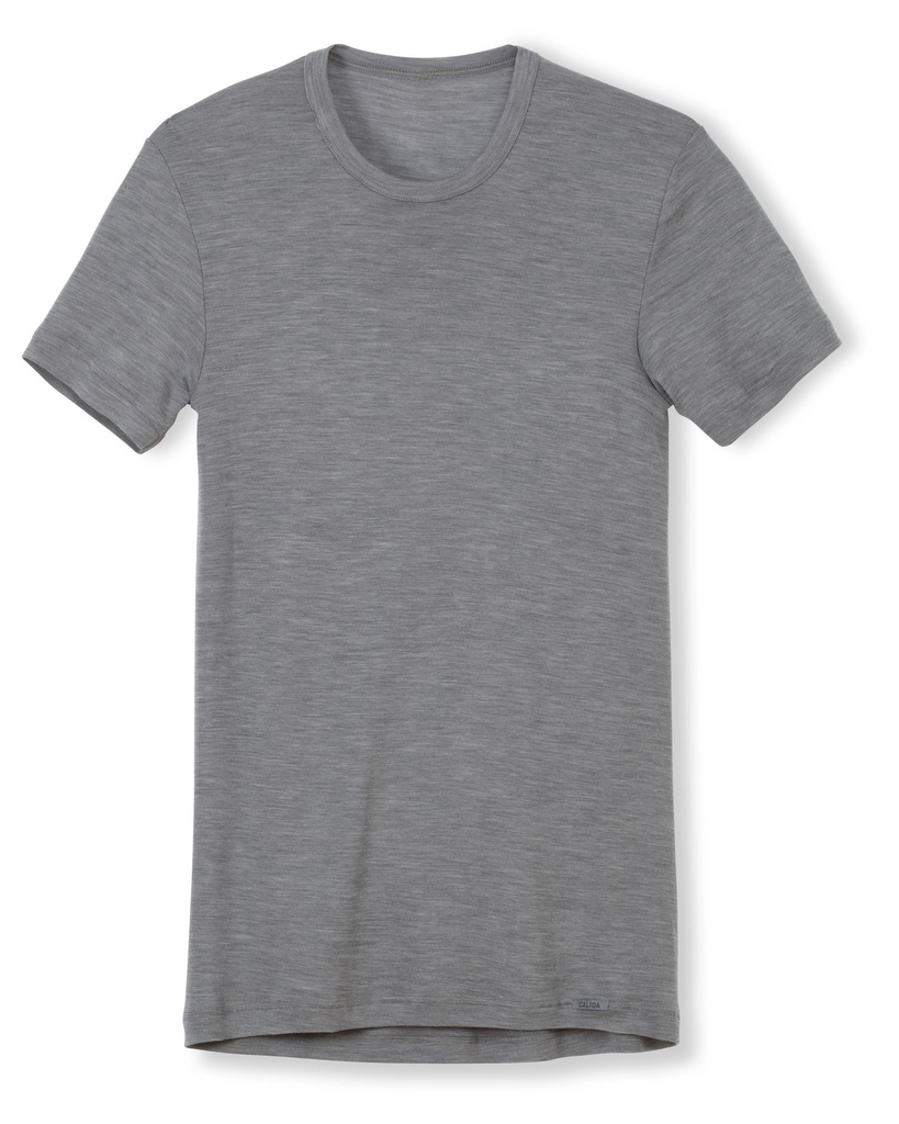 T-shirt homme courte manche laine & soie CALIDA "Wool & Silk" 14060 - Dark Moon Melé 785