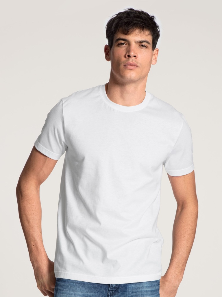 T-shirt homme courte manche 100% coton - PACK de 2 - CALIDA "Natural Benefit" 14341 - Blanc 001