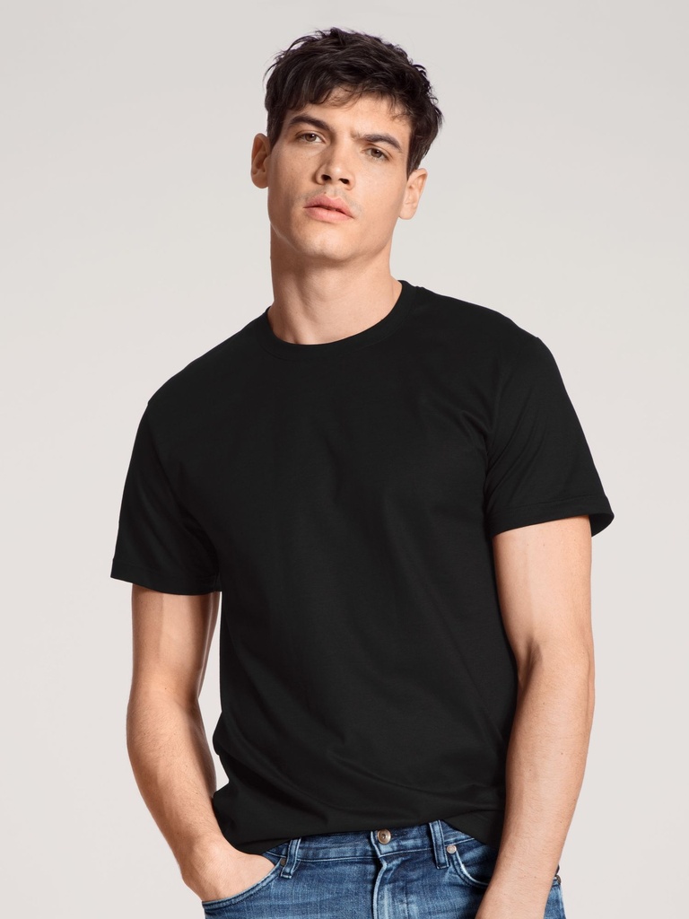 T-shirt homme courte manche 100% coton - PACK de 2 - CALIDA "Natural Benefit" 14341 - Noir 992