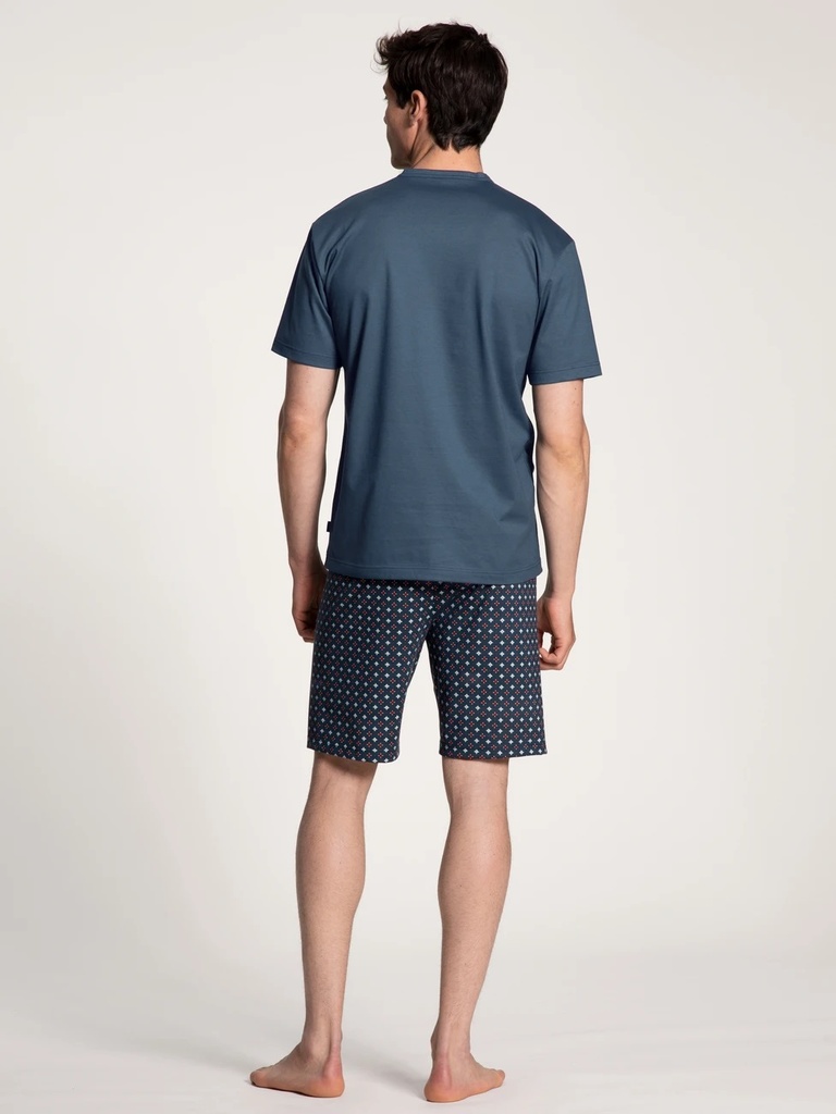 Pyjama short homme 100% coton CALIDA "Relax Imprint 1" 43482 - Saragossa Blue 445