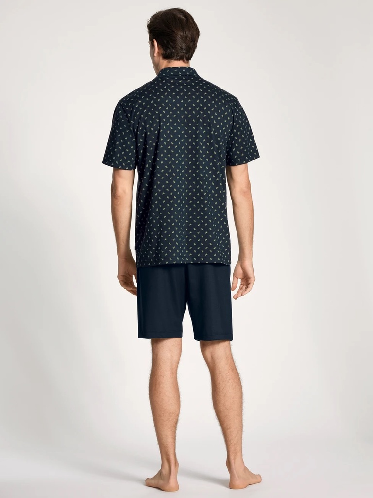 Pyjama short homme boutonné 100% coton CALIDA "Relax Imprint 3" 43582 - Dark Sapphire 479