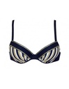 Bikini coque décolleté plongeant + slip haut ANTIGEL "La belle à bord" EBB4375 & FBB0375 - Or navy 10281