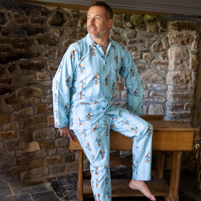 Pyjama boutonné adulte en pilou JUSQU'AU LEVER DU JOUR - Chien/Chapeau