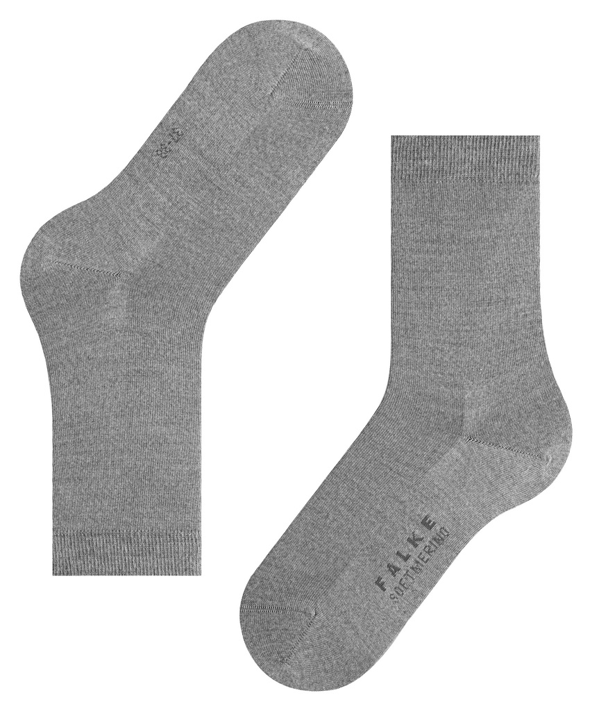 Chaussettes laine dame FALKE "Softmerino" 47488 - Light grey mel 3830