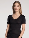 Chemisette manches courtes dentelle laine & soie CALIDA "Richesse Lace" 14990 - Noir 996