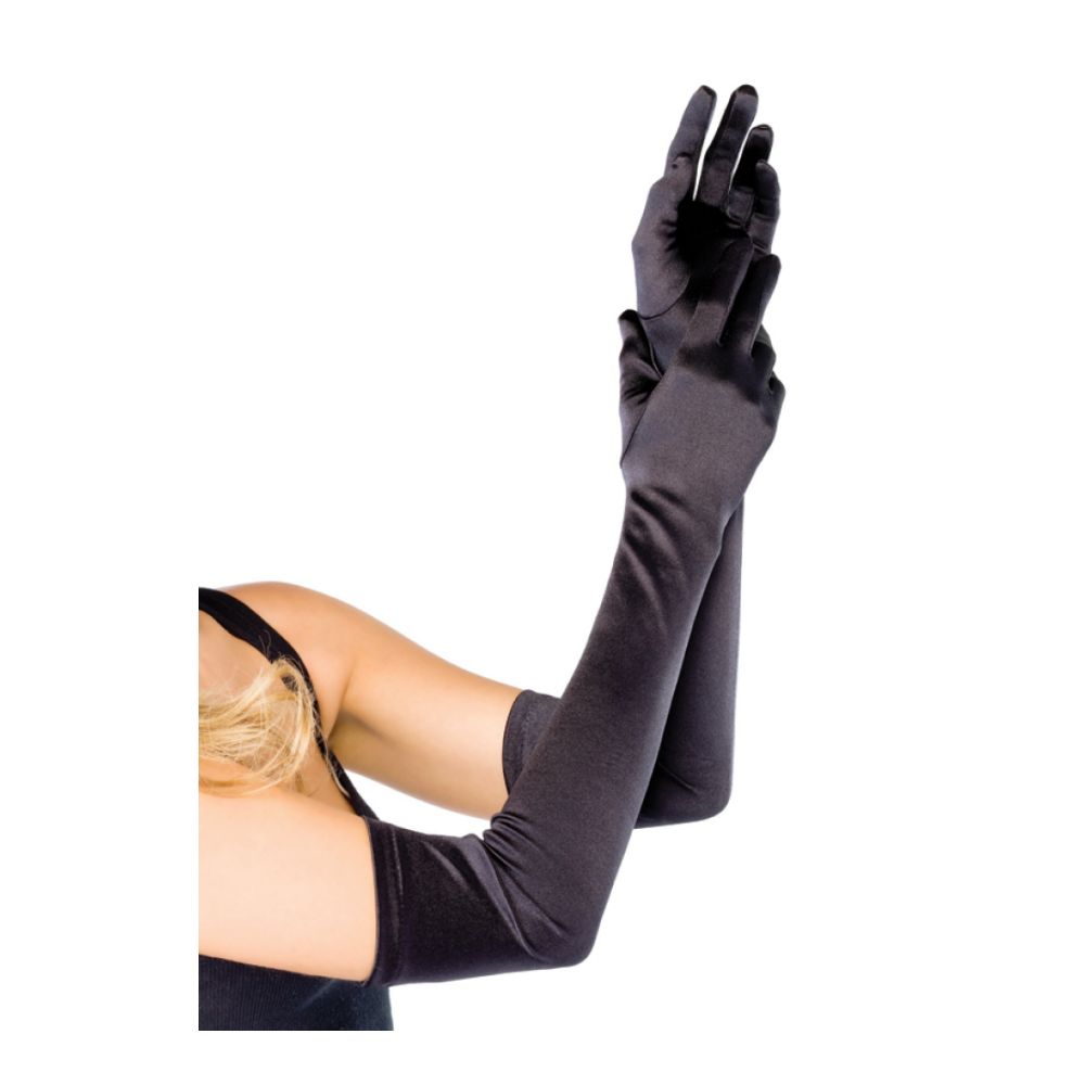 Longs gants en satin LEG AVENUE 16B - Noir 001
