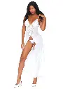 Longue robe fendue dentelle sexy & string - 2 pièces - LEG AVENUE 88018 - Blanc 002