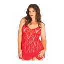 Robe dentelle transparente sexy & string - Plus Size 2 pièces - LEG AVENUE 8717Q - Rouge 003