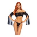 Top bandeau sexy en voile & string - 2 pièces - LEG AVENUE 81605 - Noir 001