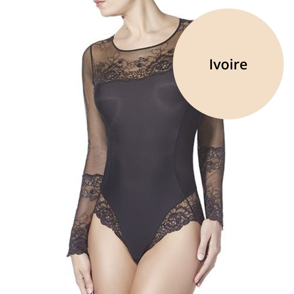 Body longue manche dentelle JANIRA "Greta" 1045266 - Ivoire 612