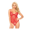 Body transparent sexy à fines bretelles réglables LEG AVENUE 89239 - Rouge 003