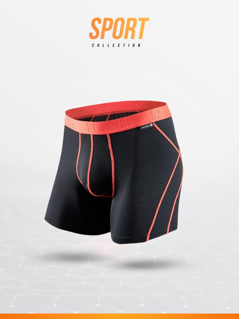 Boxer homme de sport microfibre avec maintien intérieur LOIC HENRY "Sport" KBS002R - Red Black (2)