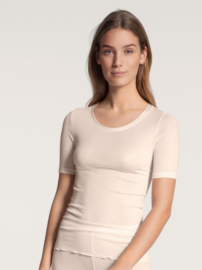 Chemisette court manche laine & soie CALIDA "True Confidence" 14535 - Light Ivory 090 (XS)