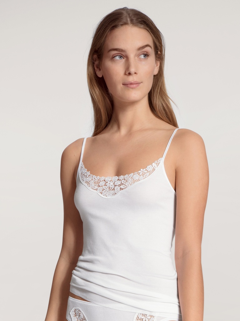 Chemisette fines bretelles coton & dentelle CALIDA "Feminin Sense" 11451 - Blanc 001 (XS)