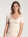 Chemisette manche courte dentelle laine & soie CALIDA "Richesse Lace" 14990 - Light Ivory 090 (XS)