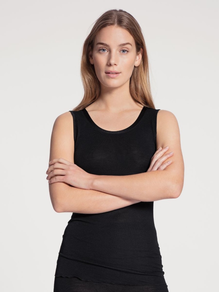 Chemisette sans manche laine & soie CALIDA "True confidence" 12435 - Noir 996 (XS)