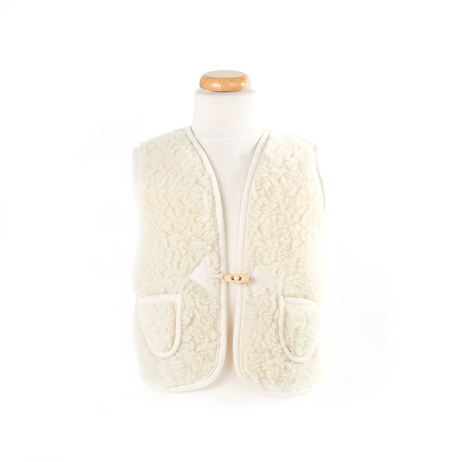 Gilet enfant 100% Laine DIRECT TANNERIE "GILET" - Ivoire (0/2ANS)