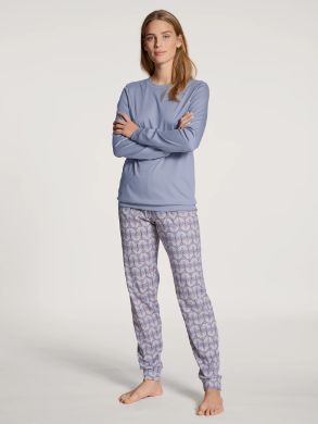 Long pyjama dame reserré 100% coton CALIDA "Midsummer Dreams" 40939 - Lovely Blue 354
