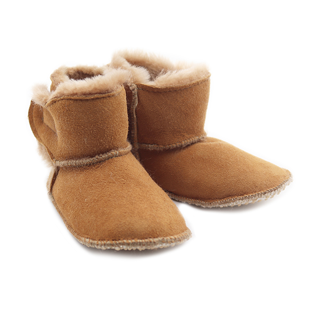 Pantoufles bébé en agneau DIRECT TANNERIE "CBG" - Camel