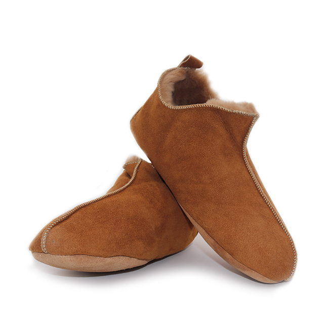 Pantoufles mocassin en agneau DIRECT TANNERIE "Ottawa" - Camel