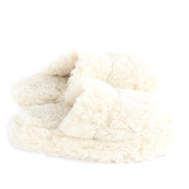 Pantoulfes mules 100% Laine DIRECT TANNERIE "BW" - Ivoire (35/36)