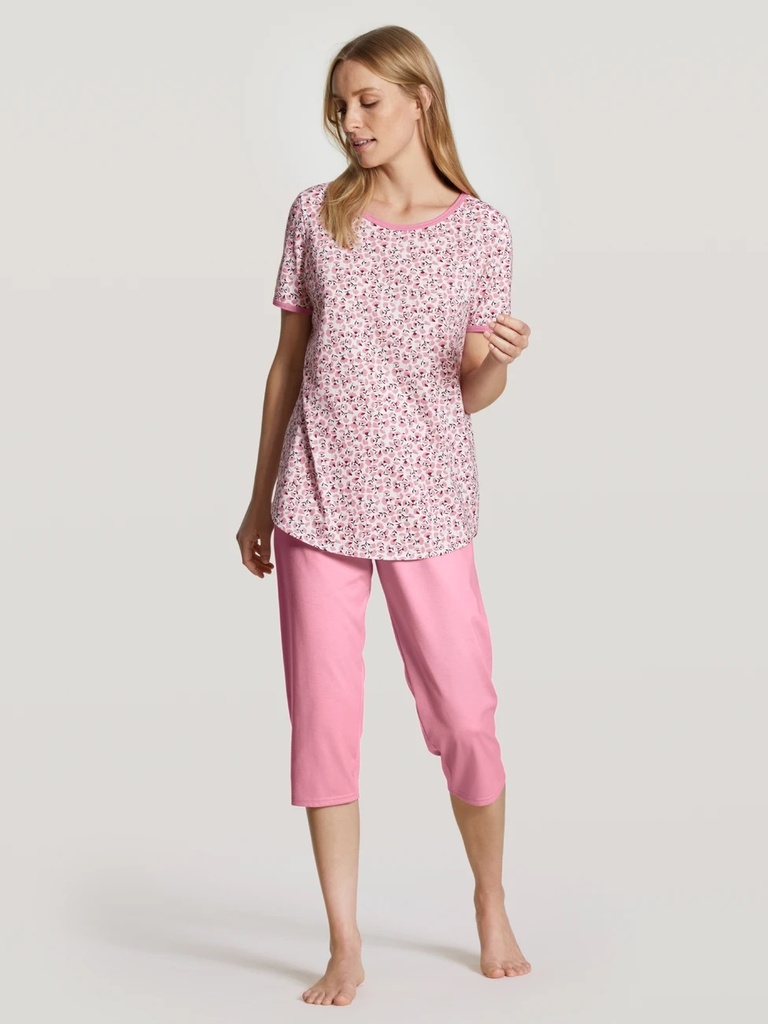 Pyjama  femme short 3/4 en 100% coton durable CALIDA "Lovely Nights" 47556 - Cashmere Rose 214