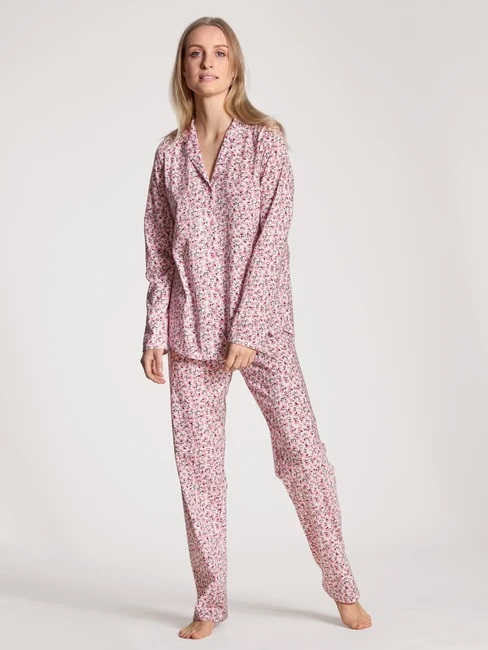 Pyjama long dame boutonné 100% coton durable CALIDA "Lovely Nights" 47356 - Cashmere Rose 214