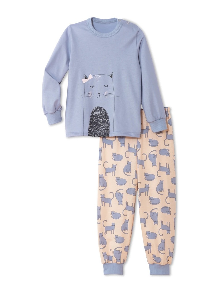 Pyjama enfant long 100% Coton bio CALIDA "Toddlers Cat" 51671 - Lovely Blue 354 (92/98)