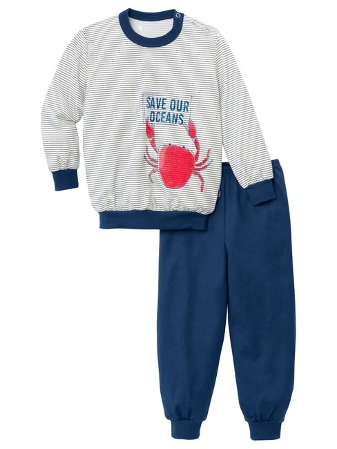 Pyjama enfant long 100% coton bio CALIDA "Toddlers Ocean" 50776 - Pottery Blue 435 (92/98)