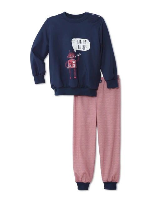 Pyjama enfant long 100% Coton bio CALIDA "Toddlers Robot" 51272 - Peacoat Blue 488 (92/98)