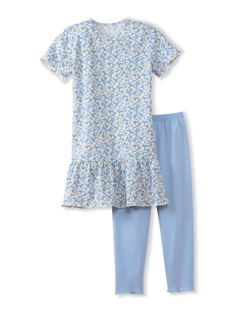 Pyjama short enfant 100% Coton bio CALIDA "Girls Millefleur" 53870 - Milky Blue 382 (128/134)