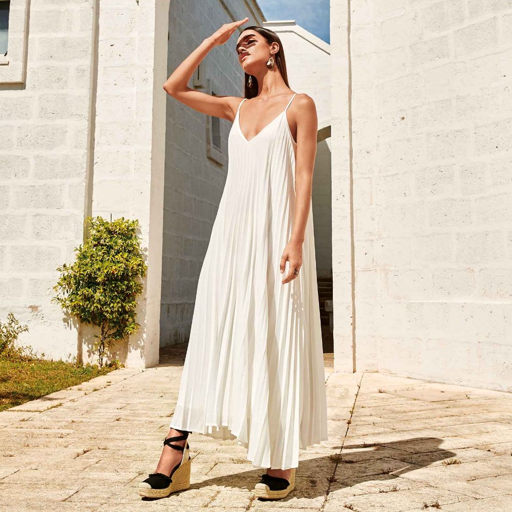 Robe de plage fines bretelles ICONIQUE "Alba" 22-124 - Blanc (S)