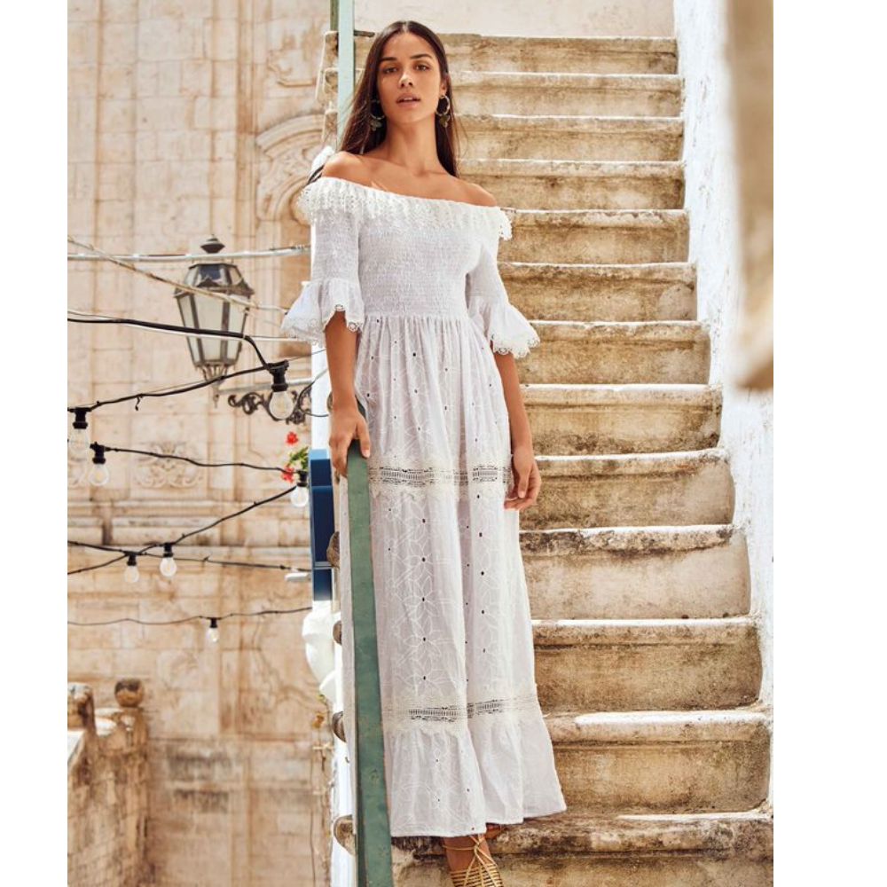 Robe de plage maxi ICONIQUE "Mara" 22-022 - Blanc (S)