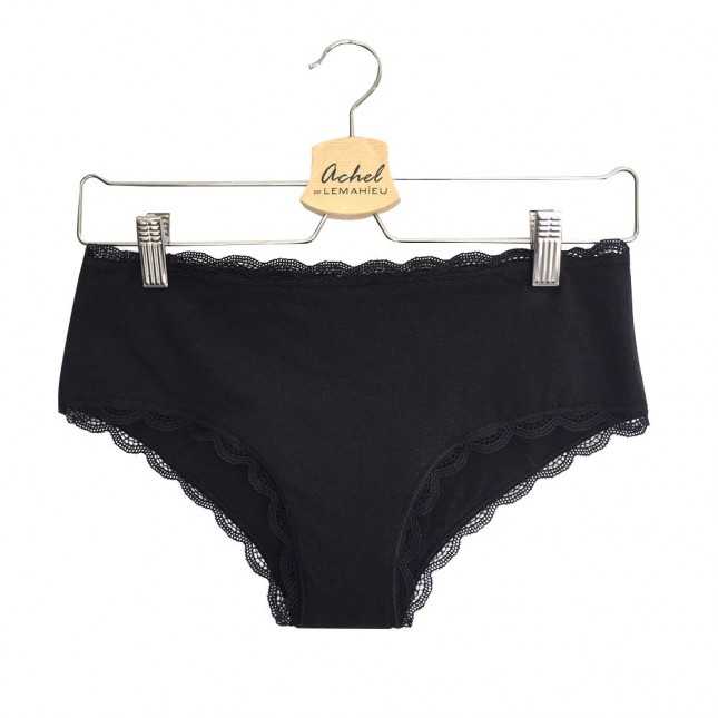 Shorty menstruel bio - Flux moyen - LEMAHIEU 02239 - Noir 900 (XS)