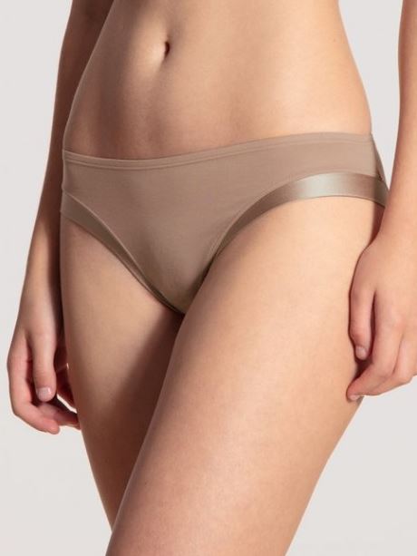 Slip coupe classique coton & satin CALIDA "Cate" 22258 - Almondine 335