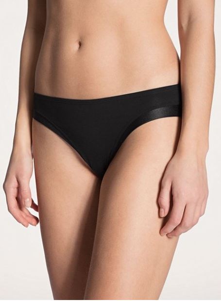 Slip coupe classique coton & satin CALIDA "Cate" 22258 - Noir 992