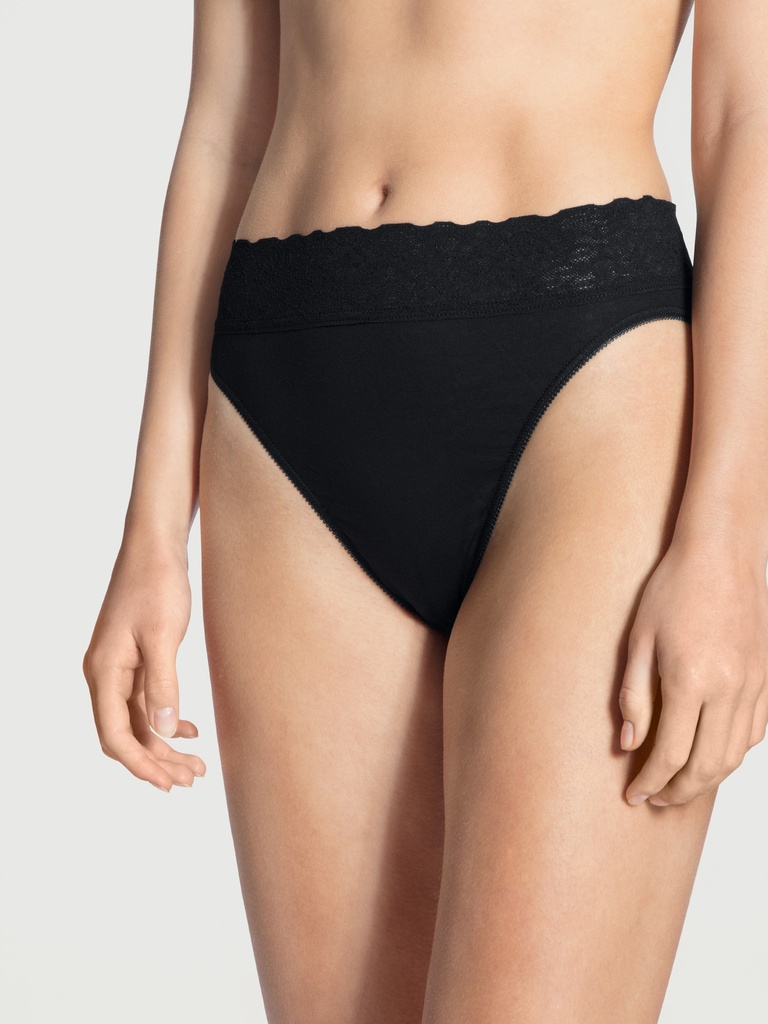 Slip doux 100% coton & dentelle CALIDA "Lycraspitze" 21901 - Noir 992 (XS)