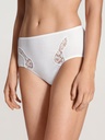 Slip midi taille haute 100% coton & dentelle CALIDA "Feminin Sense" 22451 - Blanc 001 (XS)