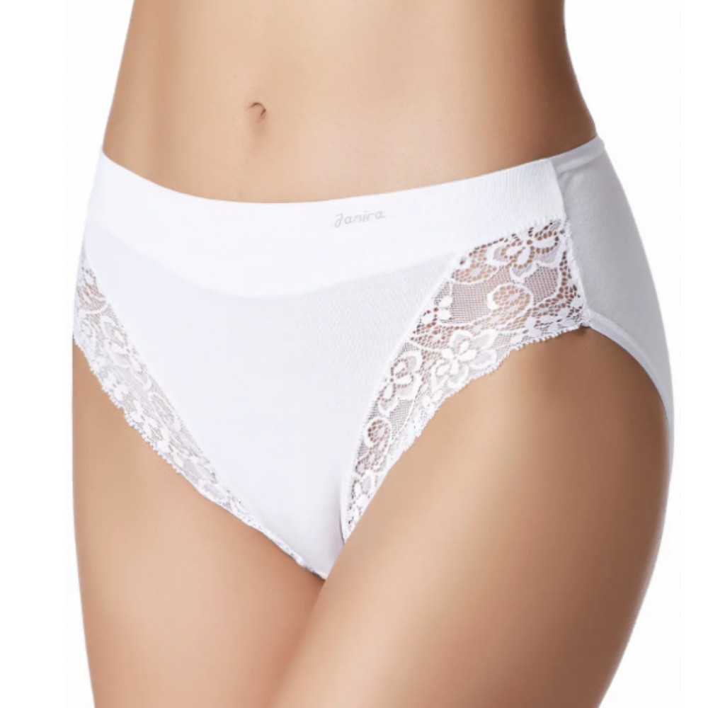 Slip Milano coton & dentelle - Pack de 2 - JANIRA "Milano Esencial" 1031397 - Blanc 001