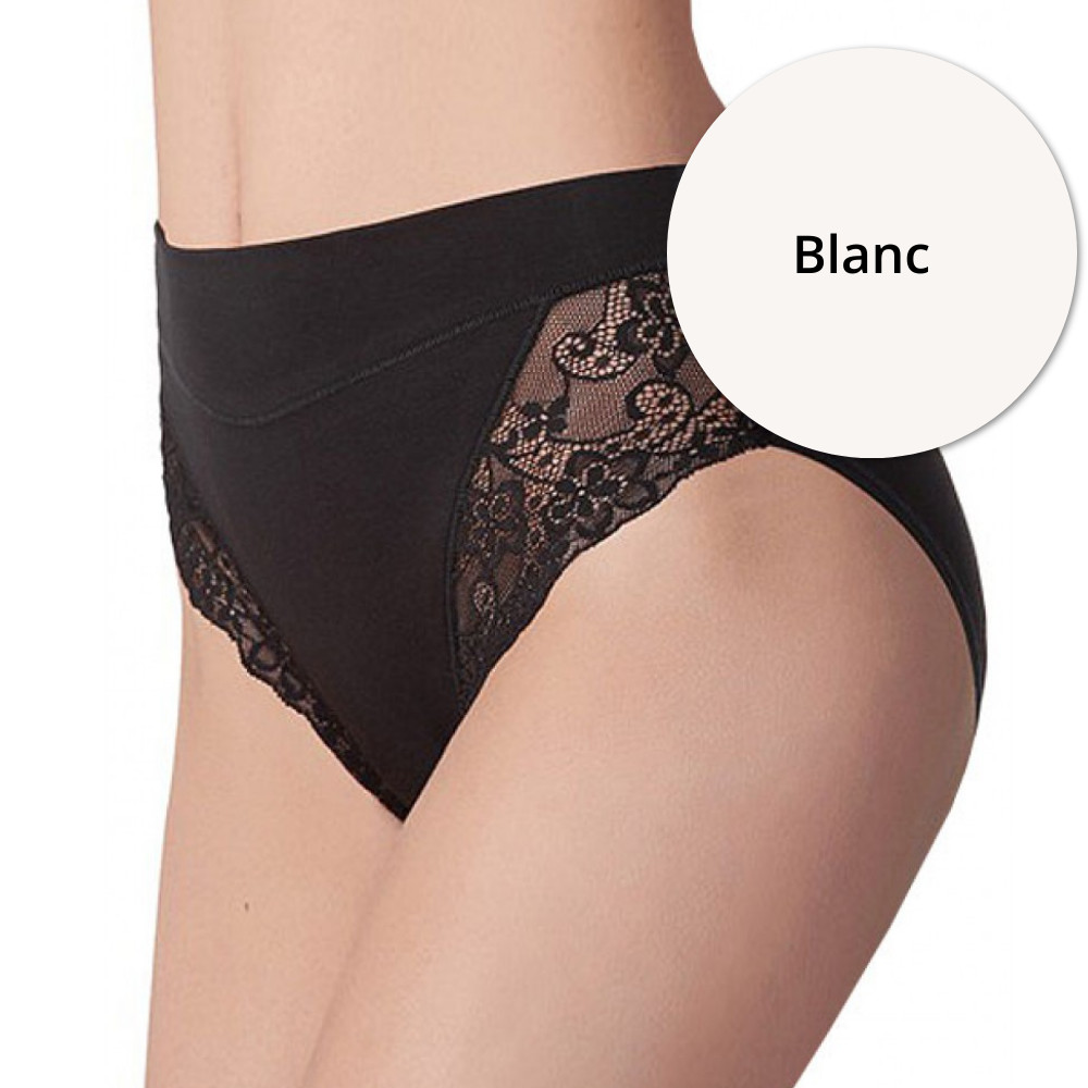 Slip Milano coton & dentelle - pack de 2 - JANIRA "Milano Queen Esencial" 1031645 - Blanc 001