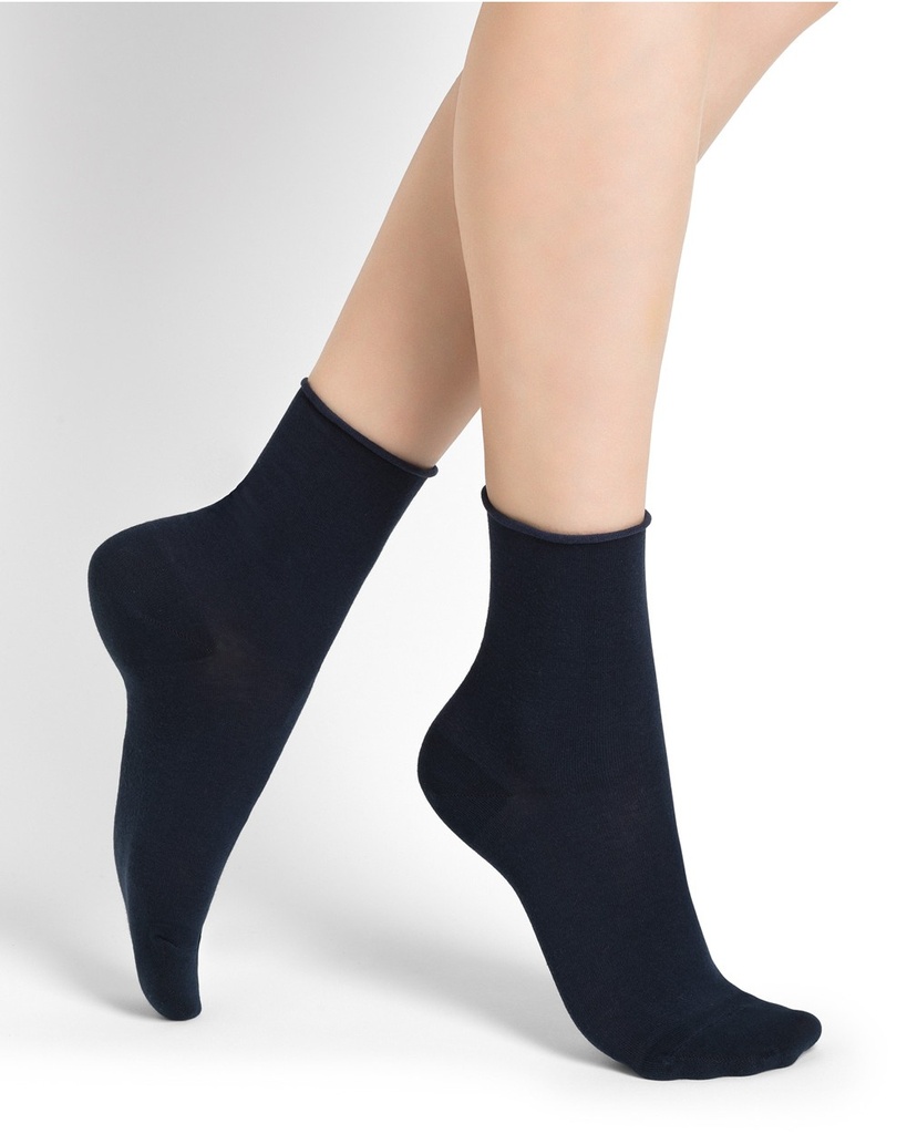 Chaussettes courtes dame BLEU FORET "Velouté" FBU6593 - Marine G9Z