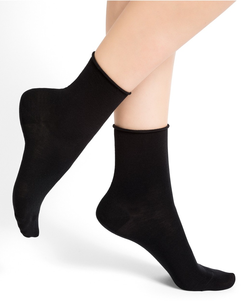 Chaussettes courtes dame BLEU FORET "Velouté" FBU6593 - Noir AR5